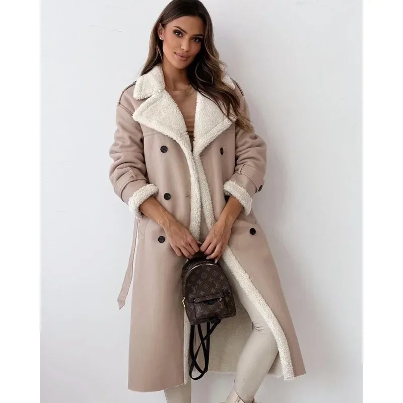 Women's Teddy Lined Double Breasted Trench Coat