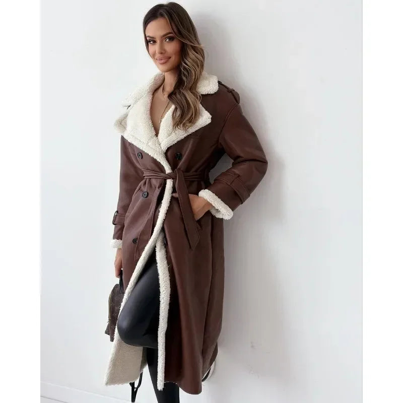 Women's Teddy Lined Double Breasted Trench Coat