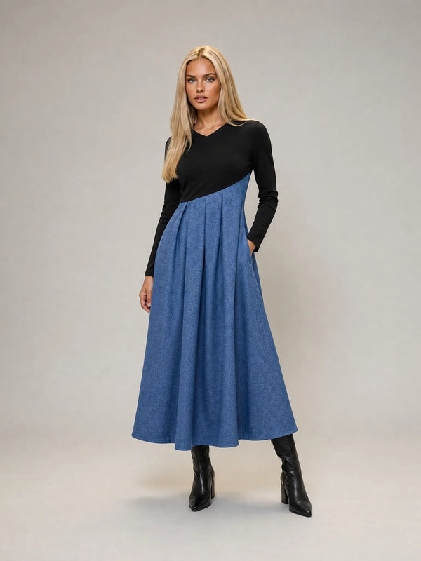 Women’s Patchwork Midi Dress