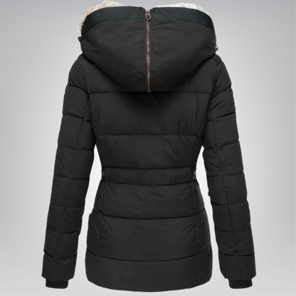 Women's Fur Trim Hooded Quilted Winter Coat