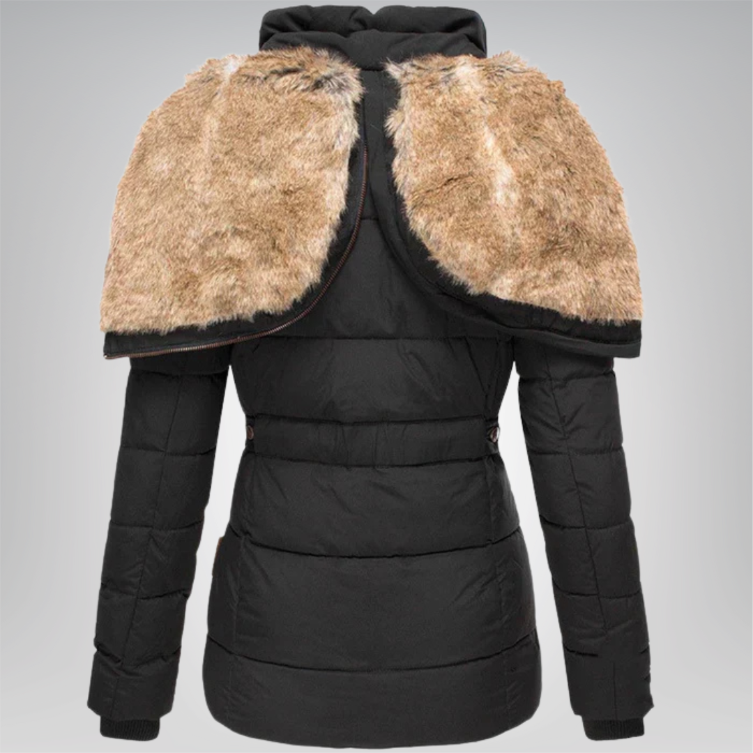Women's Fur Trim Hooded Quilted Winter Coat