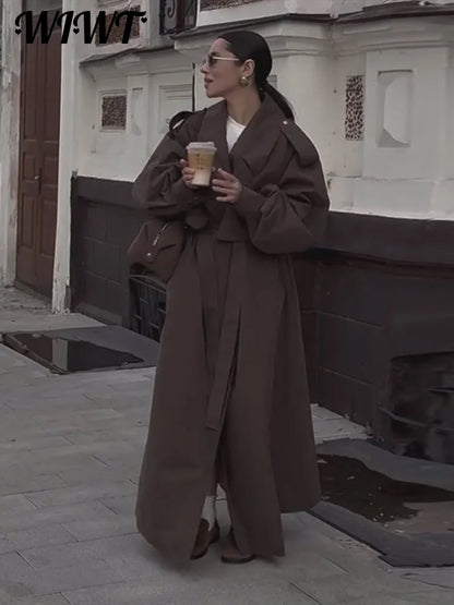 Women's Belted Loose Lapel Trench Coat