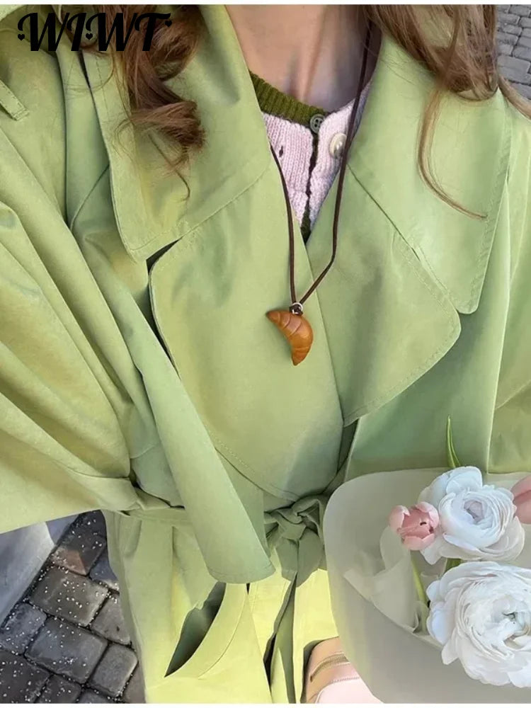 Women's Belted Loose Lapel Trench Coat