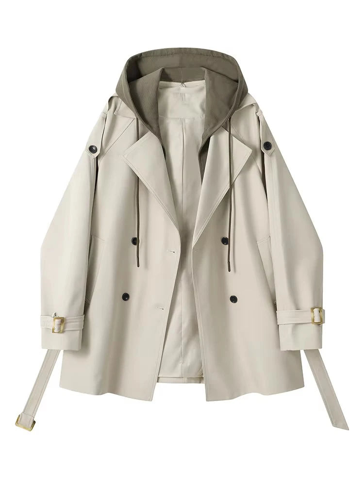Women's Hooded Utility Jacket with Drawstring Wais