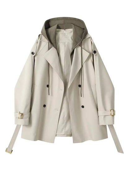 Women's Hooded Utility Jacket with Drawstring Wais