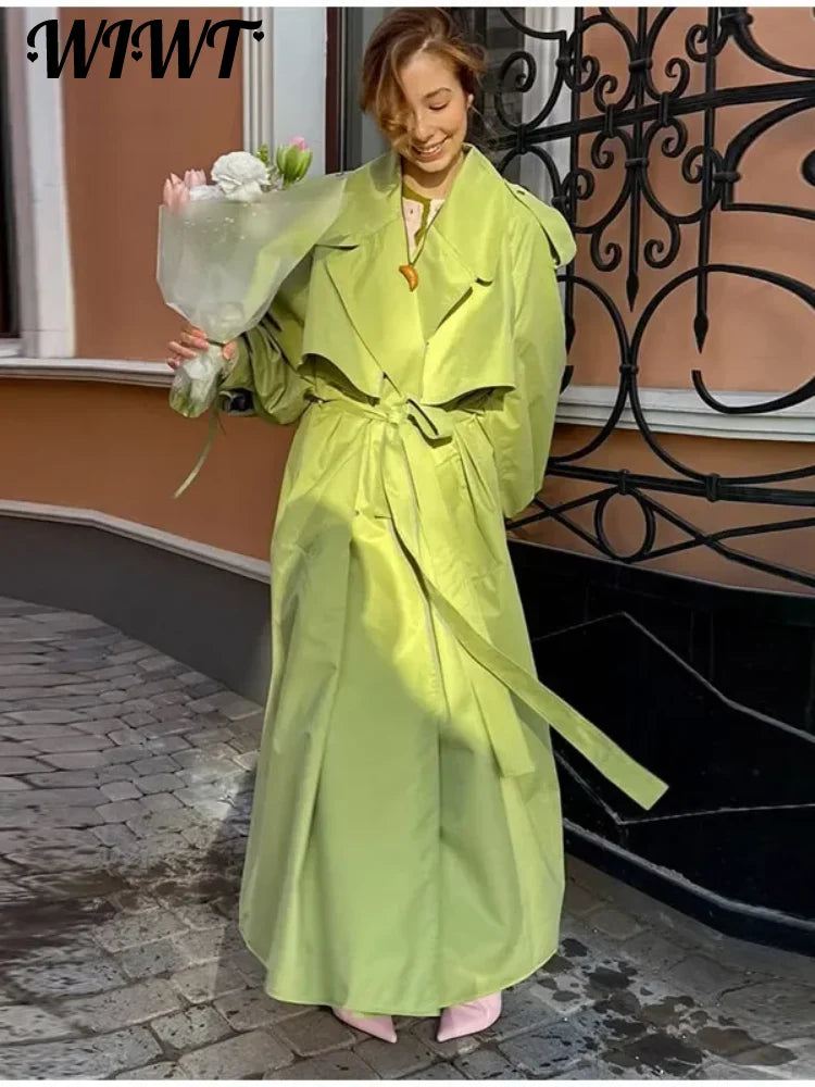 Women's Belted Loose Lapel Trench Coat