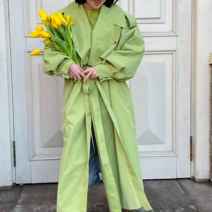Women's Belted Loose Lapel Trench Coat