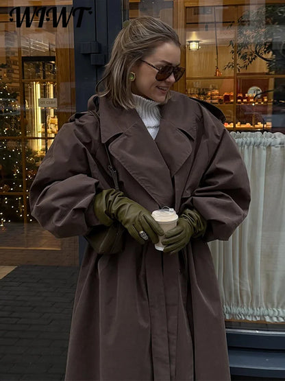 Women's Belted Loose Lapel Trench Coat