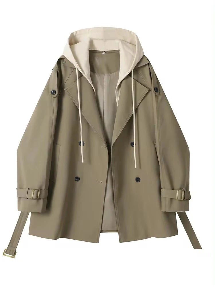Women's Hooded Utility Jacket with Drawstring Wais