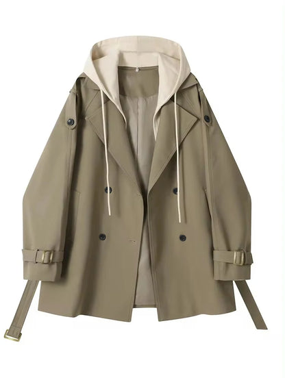 Women's Hooded Utility Jacket with Drawstring Wais