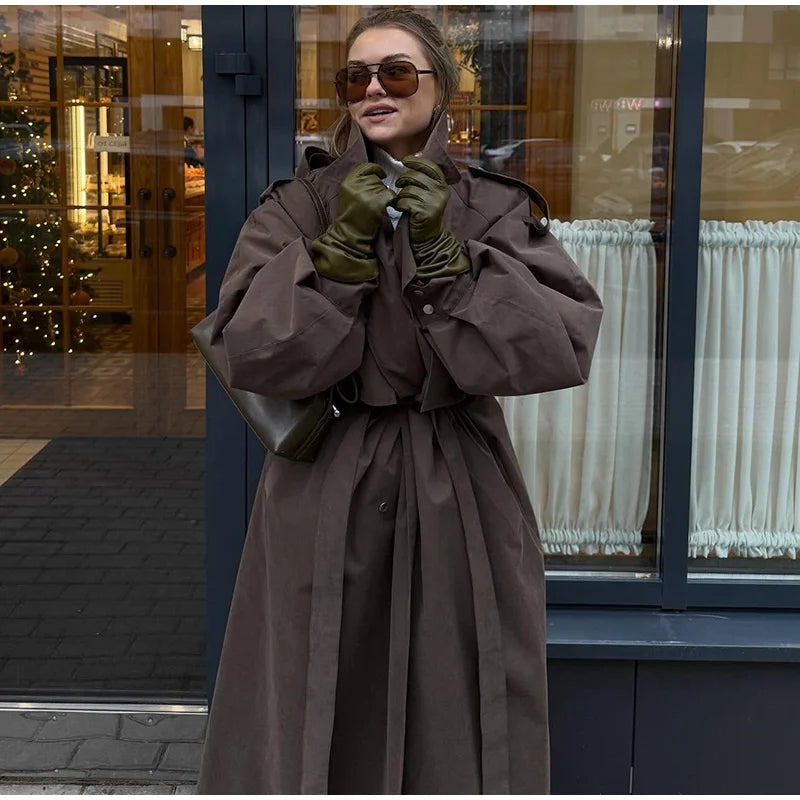 Women's Belted Loose Lapel Trench Coat