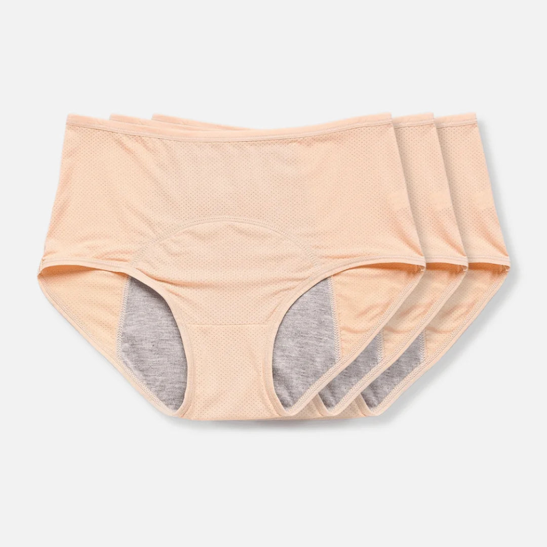 ILYNORA beige high waist leak-proof period briefs front view