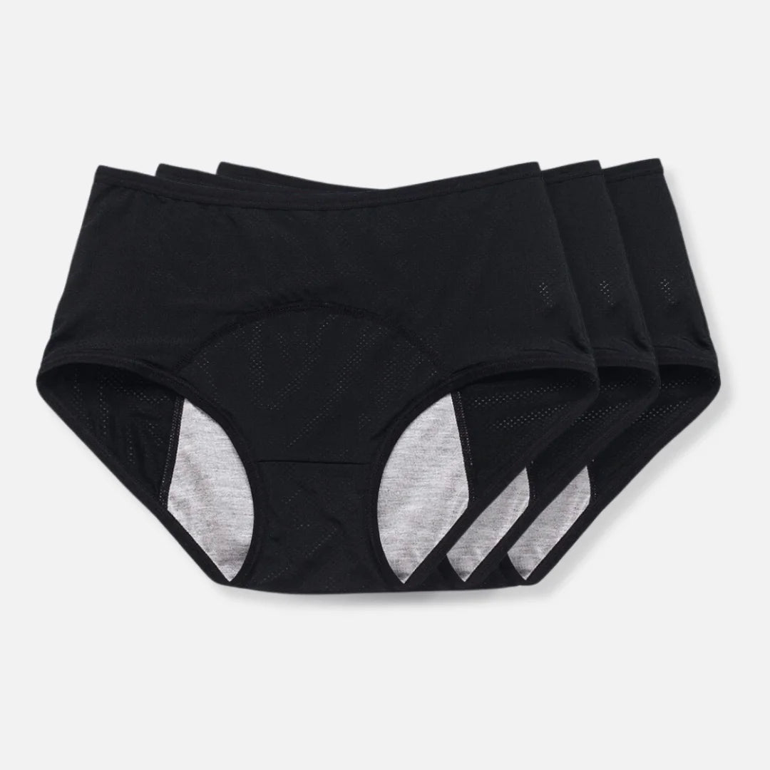 ILYNORA black high waist leak-proof period briefs with absorbent lining