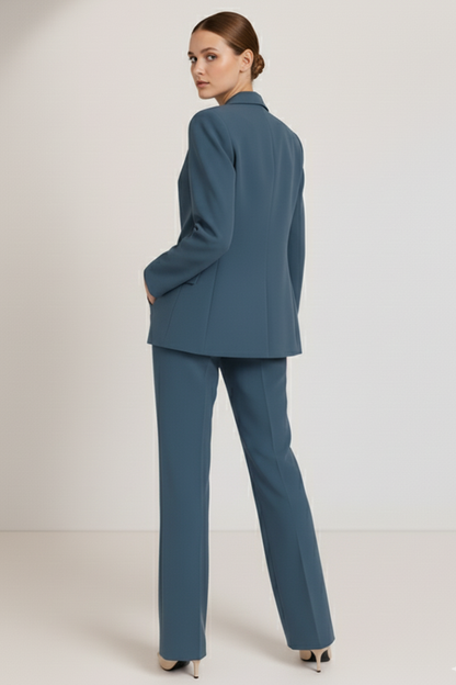 Blazer and Straight Leg Trousers Suit Set