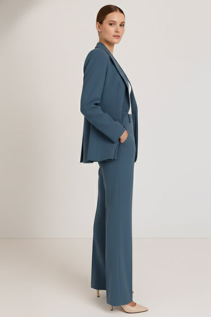 Blazer and Straight Leg Trousers Suit Set