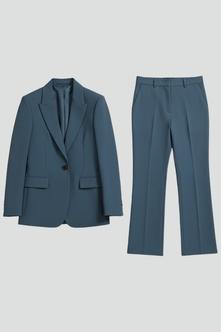 Blazer and Straight Leg Trousers Suit Set