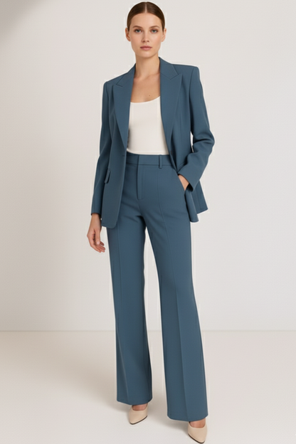 Blazer and Straight Leg Trousers Suit Set