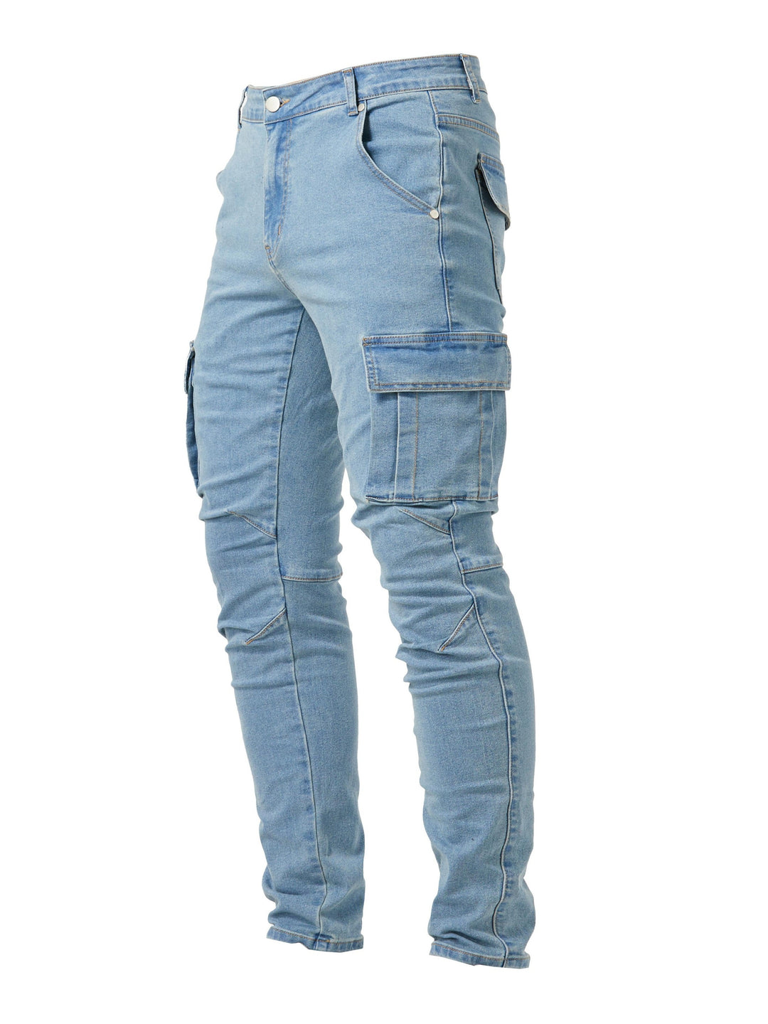 ILYNORA light blue slim fit cargo jeans with side pockets