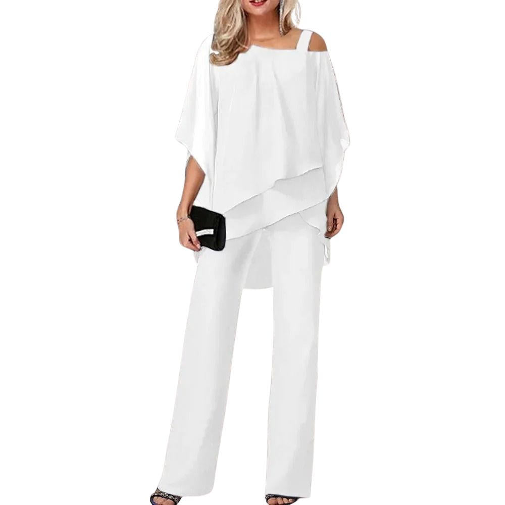 Chiffon Batwing Wide Leg Trouser Suit