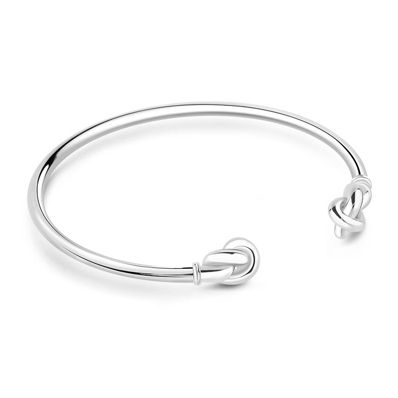 Eternal Bond Silver Double Knot Bangle