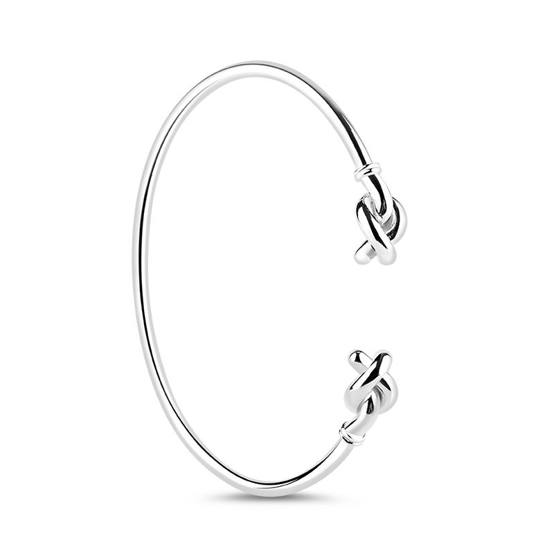 Eternal Bond Silver Double Knot Bangle