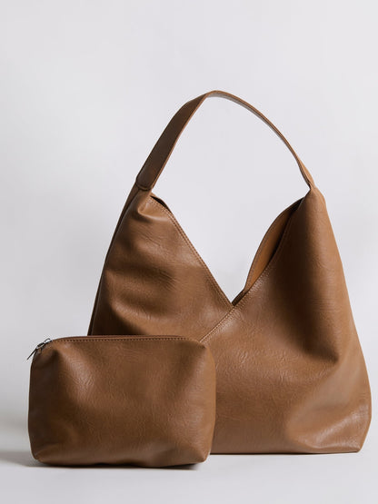 Faux Leather Hobo Shoulder Bag
