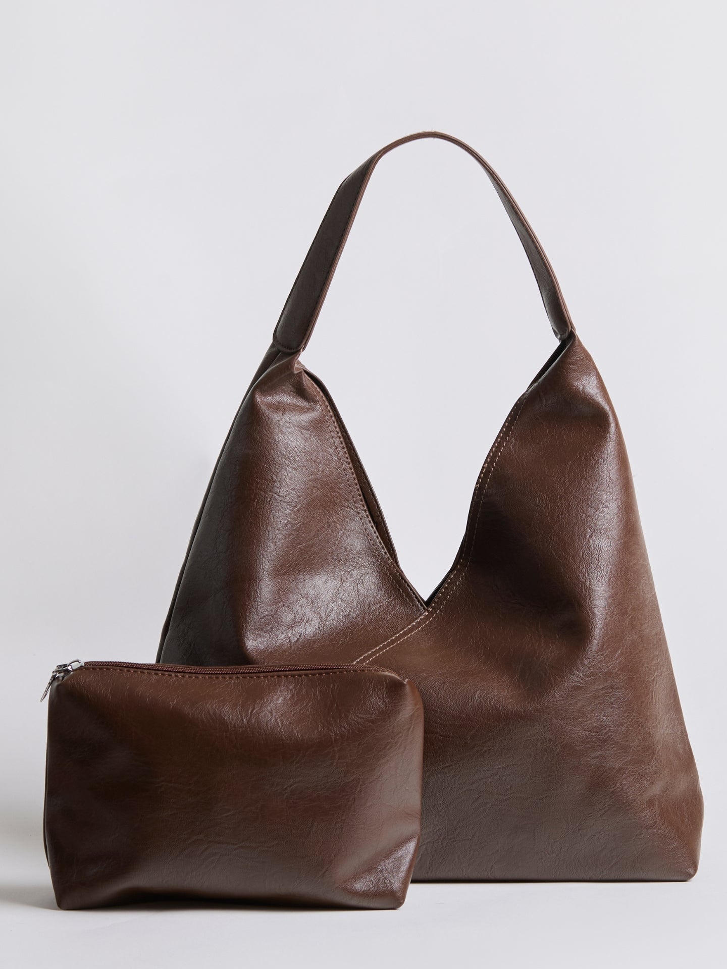 Faux Leather Hobo Shoulder Bag