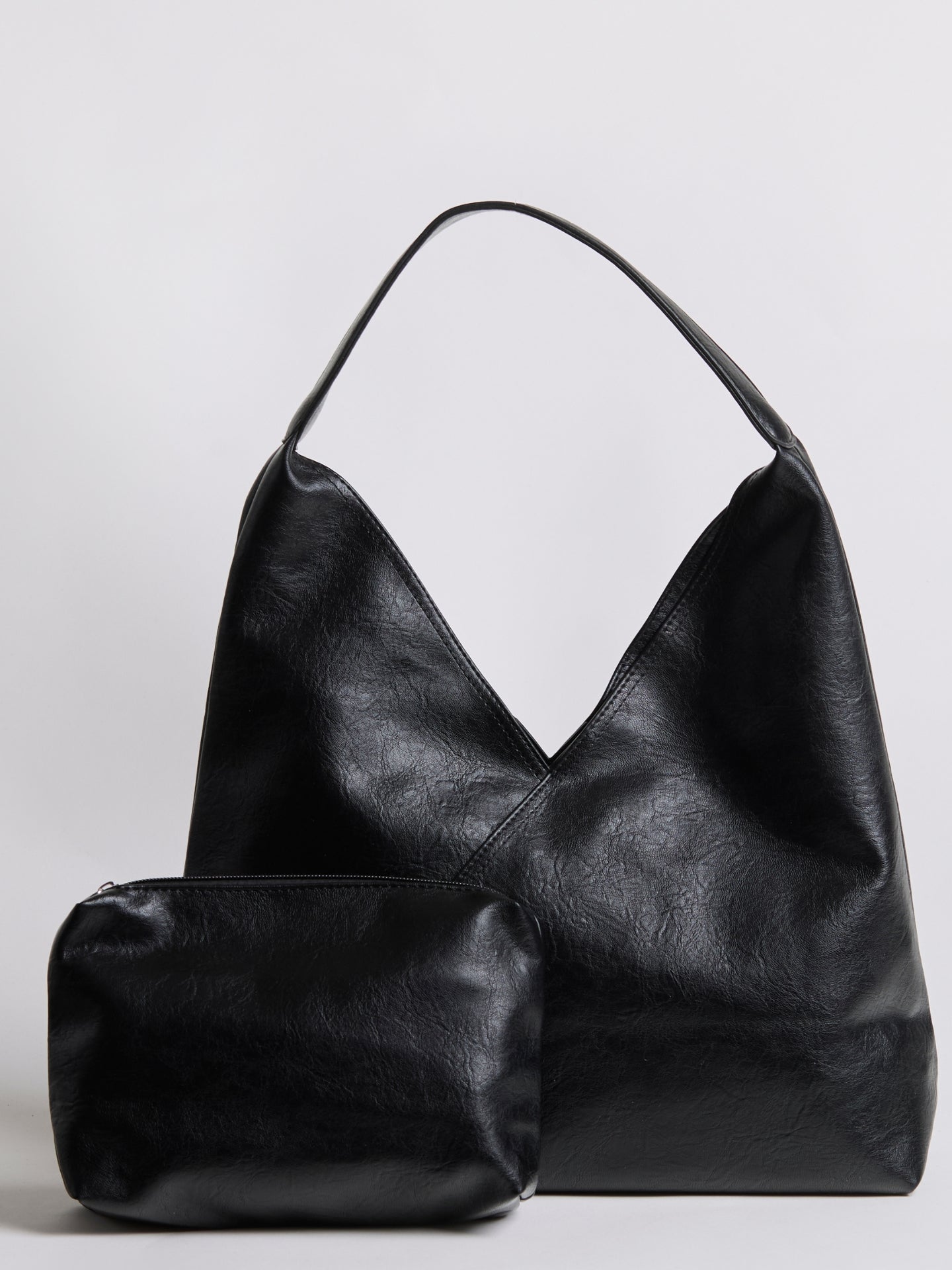 Faux Leather Hobo Shoulder Bag