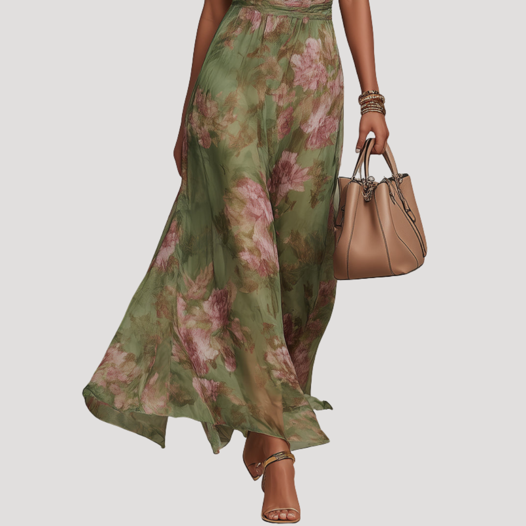 Floral Halter Neck Wedding Guest Maxi Dress