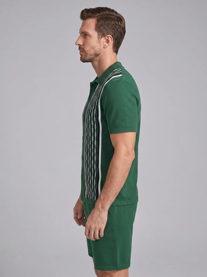ILYNORA green short sleeve shirt and shorts set side view