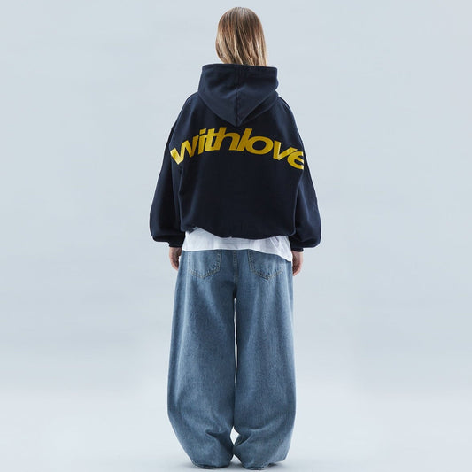 Oversized Pullover Hoodie in Withlove Print