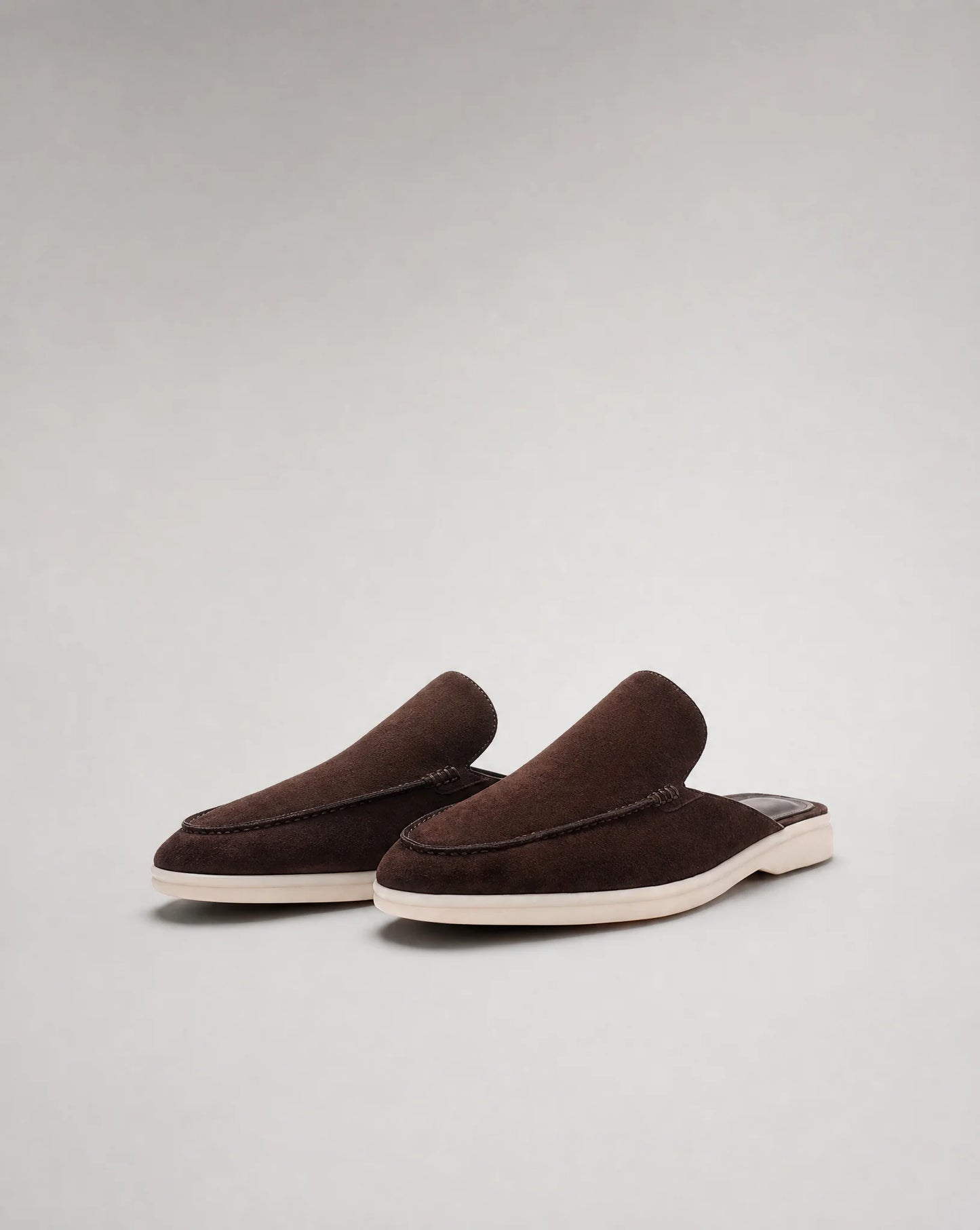 Men's dark brown backless suede loafers with elegant comfort and timeless design by ILYNORA