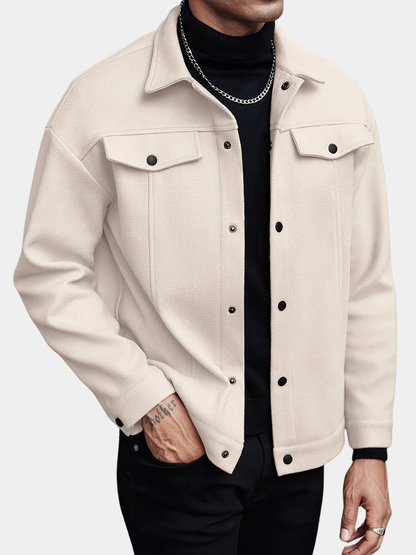 Men's Button Front Lapel Collar Jacket