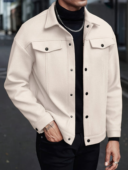 Men's Button Front Lapel Collar Jacket