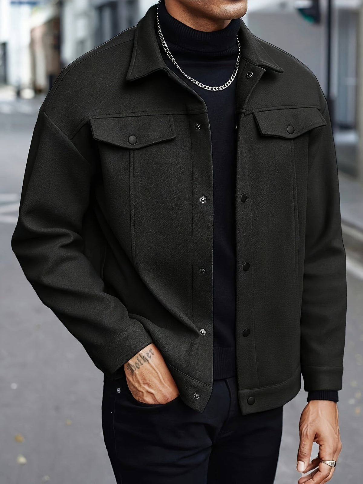 Men's Button Front Lapel Collar Jacket