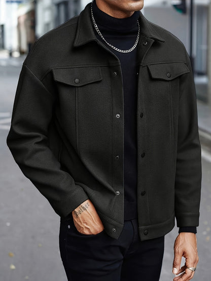 Men's Button Front Lapel Collar Jacket
