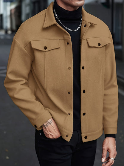 Men's Button Front Lapel Collar Jacket