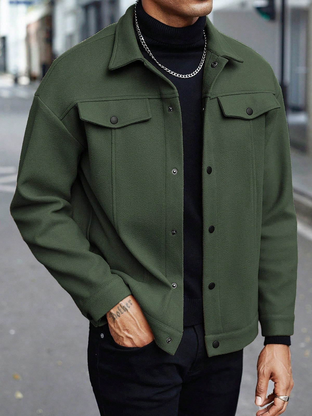 Men's Button Front Lapel Collar Jacket