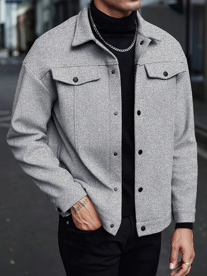 Men's Button Front Lapel Collar Jacket