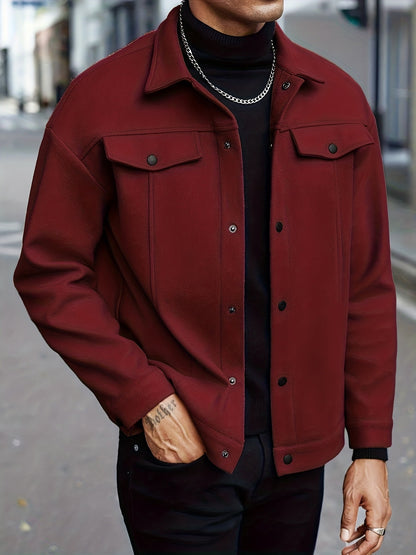 Men's Button Front Lapel Collar Jacket