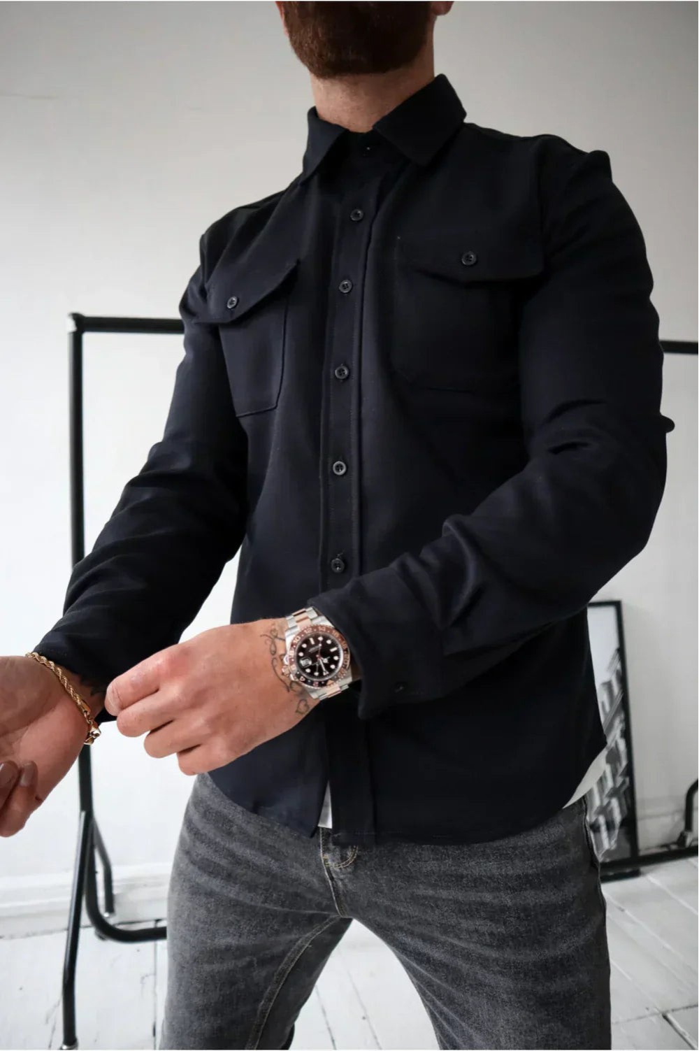 Men's Button Front Layering Casual Overshirt