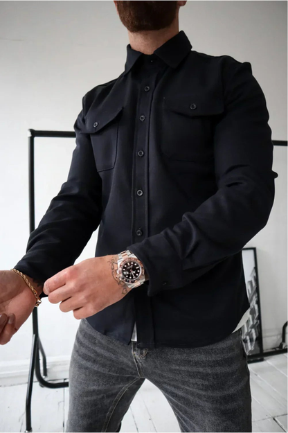 Men's Button Front Layering Casual Overshirt