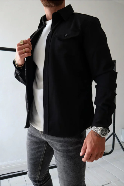 Men's Button Front Layering Casual Overshirt