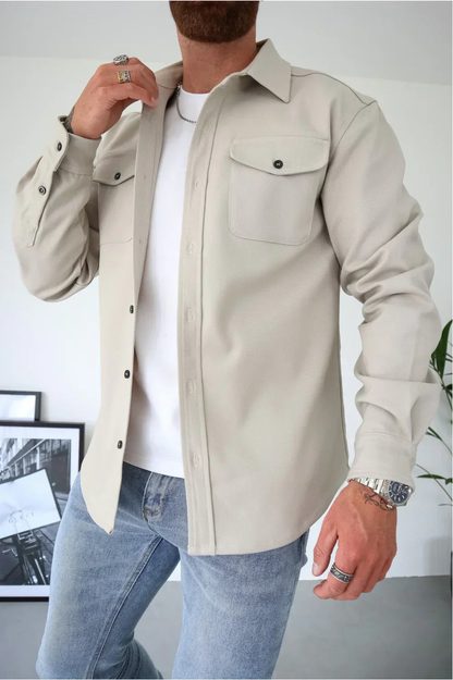 Men's Button Front Layering Casual Overshirt
