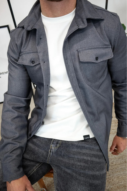 Men's Button Front Layering Casual Overshirt