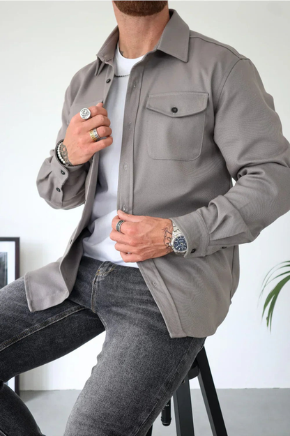 Men's Button Front Layering Casual Overshirt