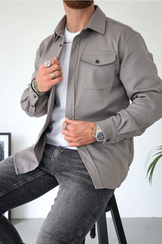 Men's Button Front Layering Casual Overshirt