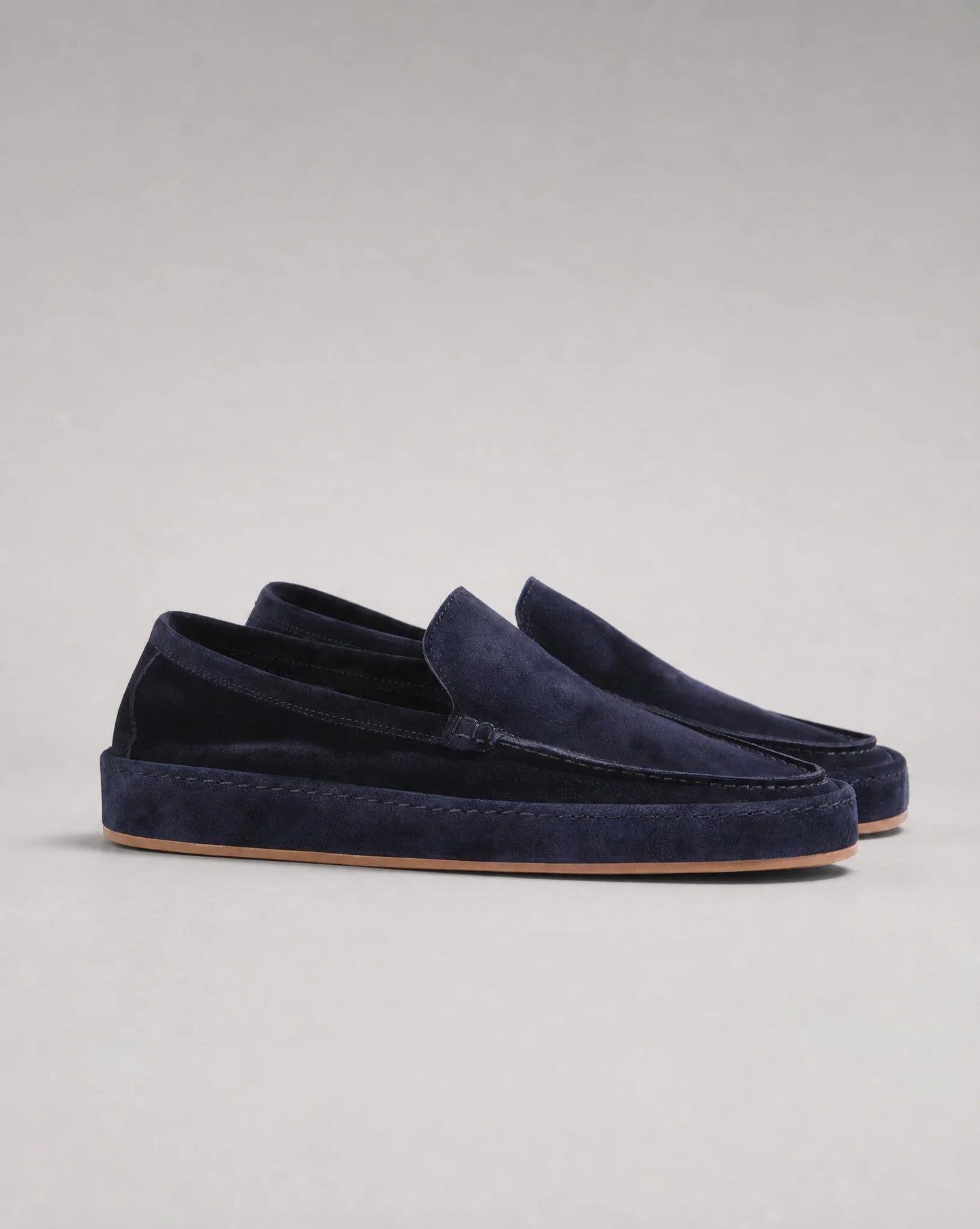 Men's navy suede loafers with classic slip on silhouette and sophisticated style by ILYNORA