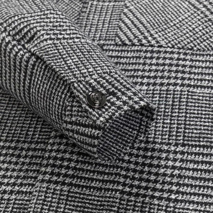 Men's Checked Wool-Blend Button-Up Overshirt Jacket