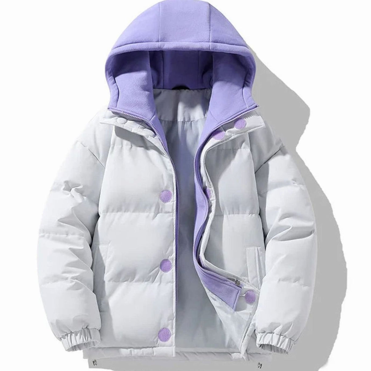 Men's Contrast-Hood Quilted Puffer Jacket